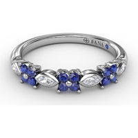 Floral Band with Marquise Diamonds and Round Blue Sapphires by Fana - 0.34 Carat Total Gemstone Weight