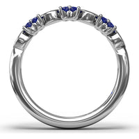 Floral Band with Marquise Diamonds and Round Blue Sapphires by Fana - 0.34 Carat Total Gemstone Weight