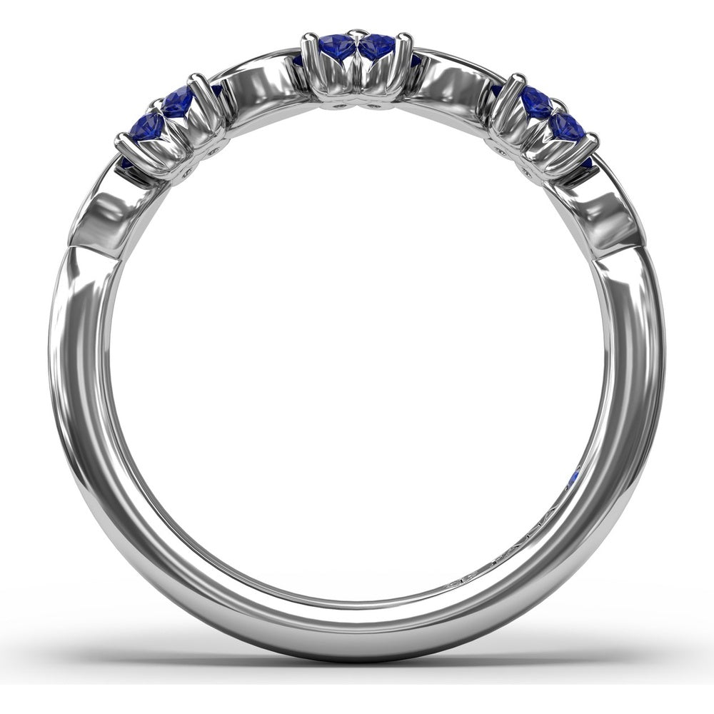 Floral Band with Marquise Diamonds and Round Blue Sapphires by Fana - 0.34 Carat Total Gemstone Weight