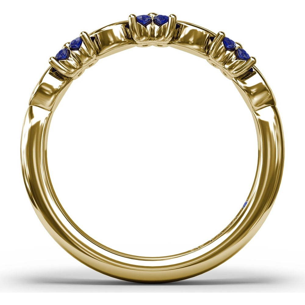 Floral Band with Marquise Diamonds and Round Blue Sapphires by Fana - 0.34 Carat Total Gemstone Weight