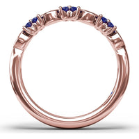 Floral Band with Marquise Diamonds and Round Blue Sapphires by Fana - 0.34 Carat Total Gemstone Weight