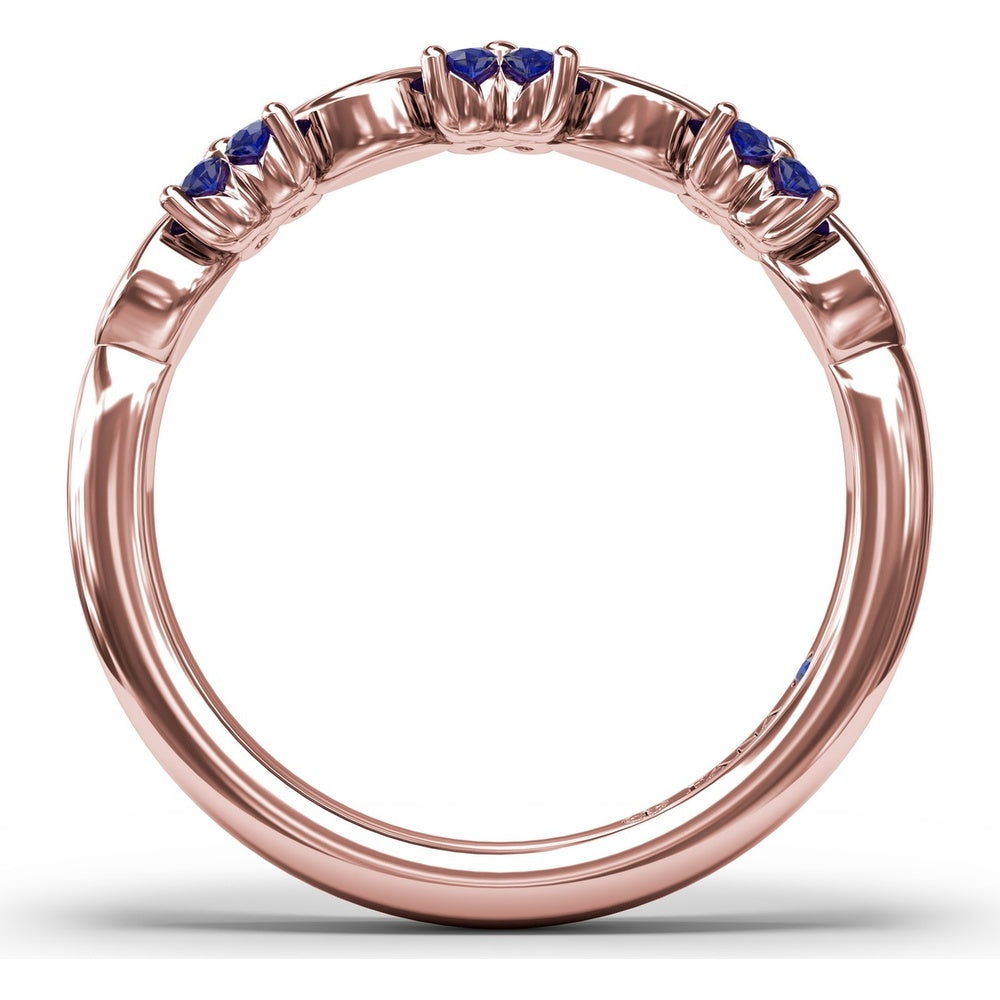 Floral Band with Marquise Diamonds and Round Blue Sapphires by Fana - 0.34 Carat Total Gemstone Weight