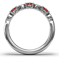 Floral Band with Round Rubies and Marquise Diamonds by Fana - 0.34 Carat Total Gemstone Weight