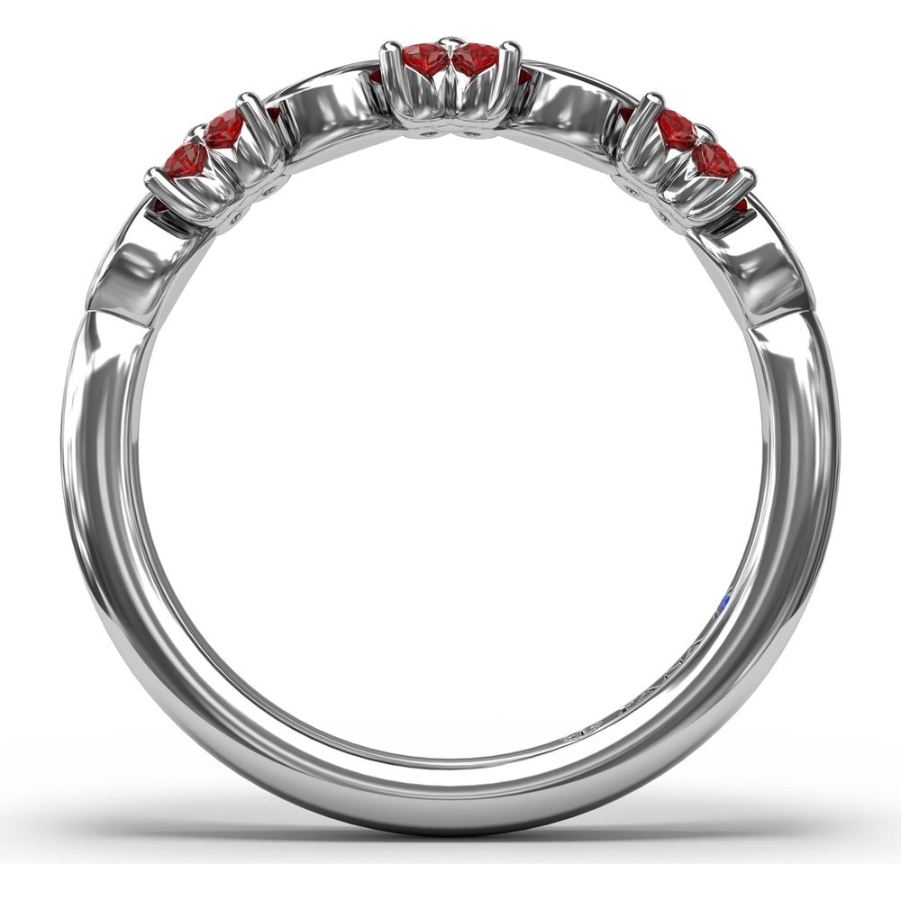 Floral Band with Round Rubies and Marquise Diamonds by Fana - 0.34 Carat Total Gemstone Weight