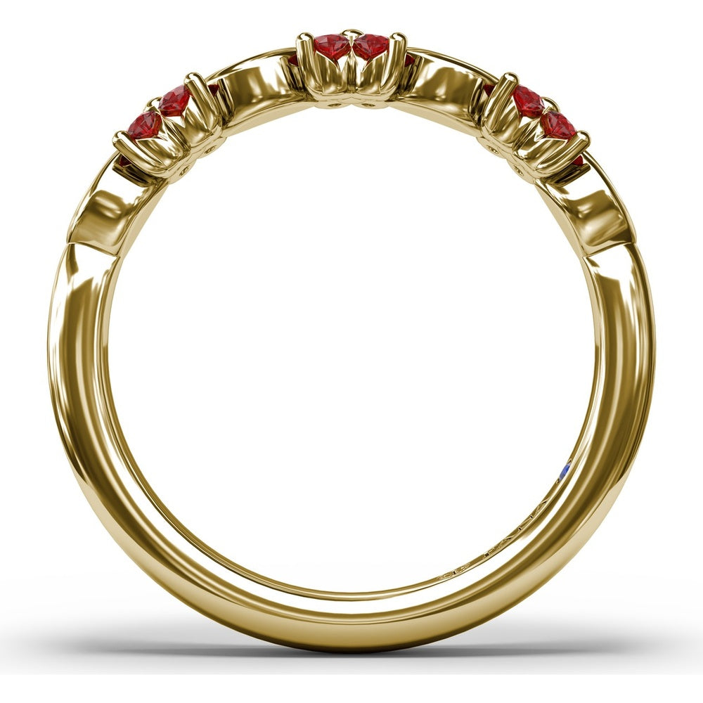 Floral Band with Round Rubies and Marquise Diamonds by Fana - 0.34 Carat Total Gemstone Weight