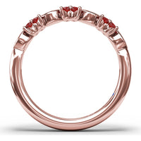 Floral Band with Round Rubies and Marquise Diamonds by Fana - 0.34 Carat Total Gemstone Weight