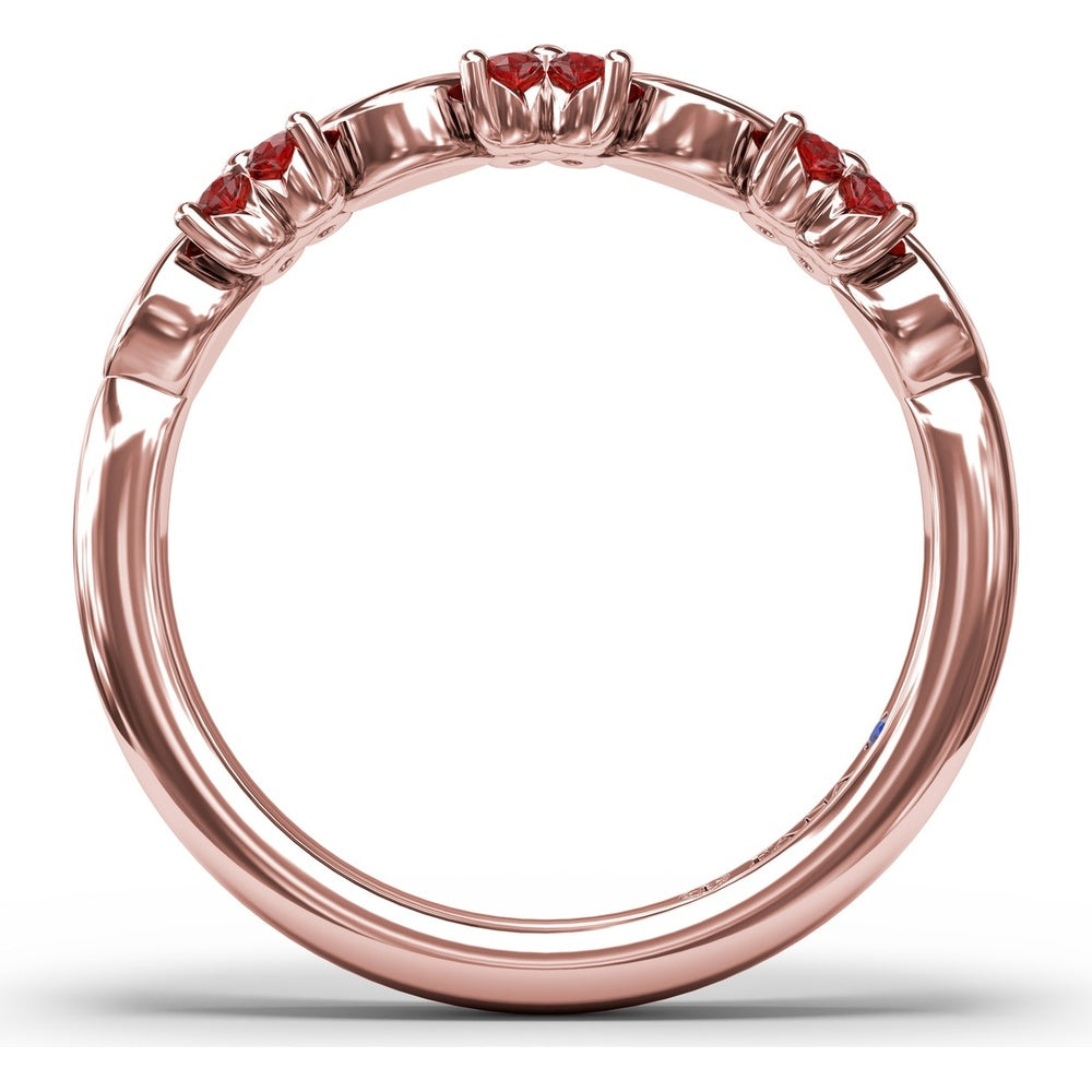 Floral Band with Round Rubies and Marquise Diamonds by Fana - 0.34 Carat Total Gemstone Weight