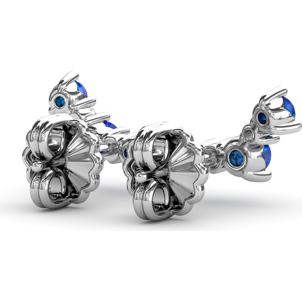 Floral Climber Earrings with Round Sapphires and Diamonds by Fana - 0.61 Carat Total Gemstone Weight