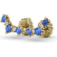 Floral Climber Earrings with Round Sapphires and Diamonds by Fana - 0.61 Carat Total Gemstone Weight