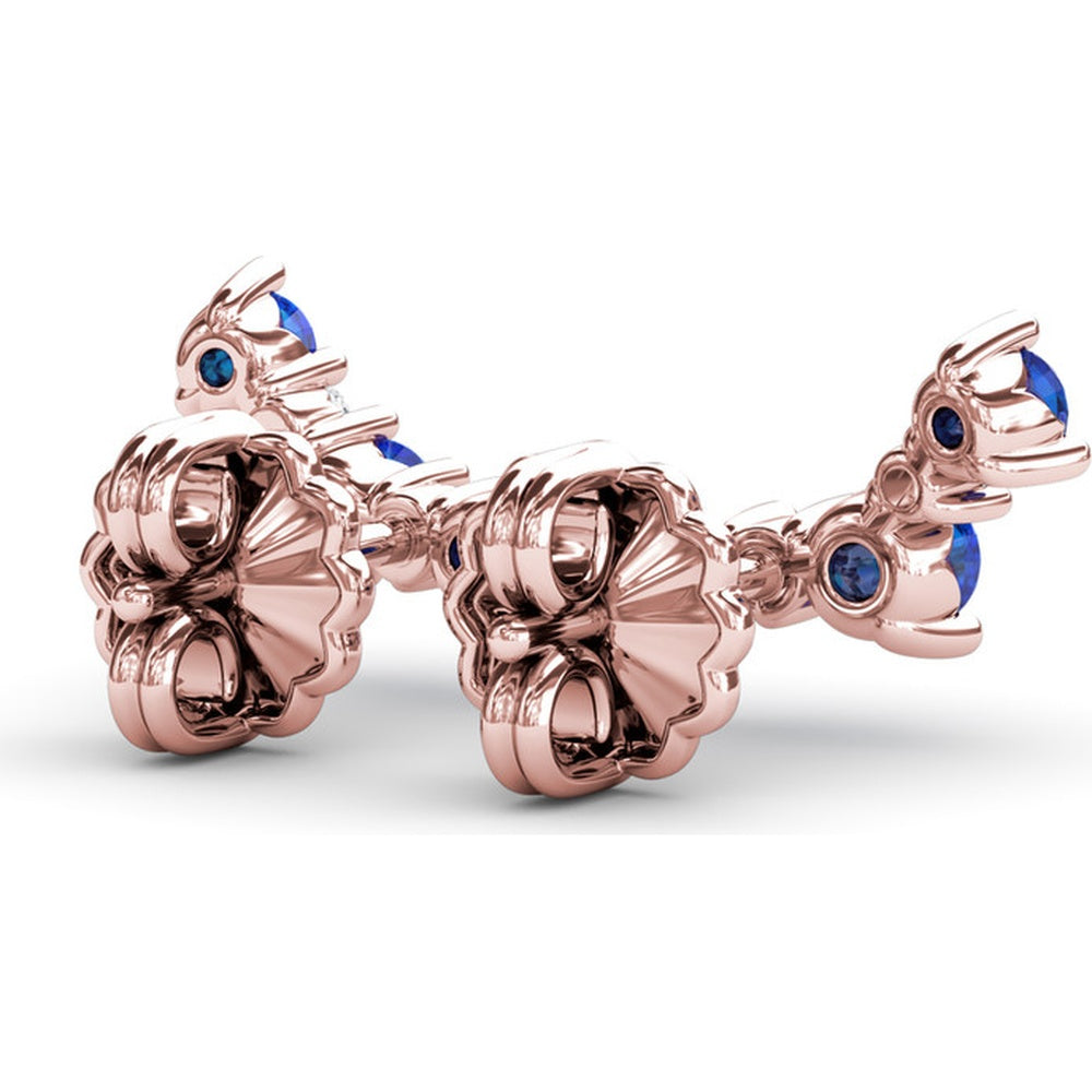 Floral Climber Earrings with Round Sapphires and Diamonds by Fana - 0.61 Carat Total Gemstone Weight