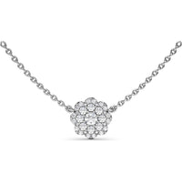 Floral Cluster Diamond Pendant Necklace with Round Diamonds by Fana - 0.43 Carat Total Diamond Weight