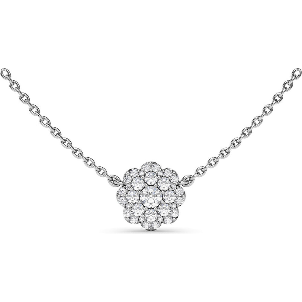 Floral Cluster Diamond Pendant Necklace with Round Diamonds by Fana - 0.43 Carat Total Diamond Weight