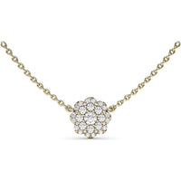 Floral Cluster Diamond Pendant Necklace with Round Diamonds by Fana - 0.43 Carat Total Diamond Weight