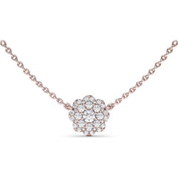 Floral Cluster Diamond Pendant Necklace with Round Diamonds by Fana - 0.43 Carat Total Diamond Weight