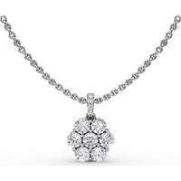 Floral Cluster Diamond Pendant with Pavé Bail by Fana - 0.84 Carat Total Diamond Weight