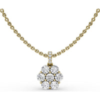 Floral Cluster Diamond Pendant with Pavé Bail by Fana - 0.84 Carat Total Diamond Weight