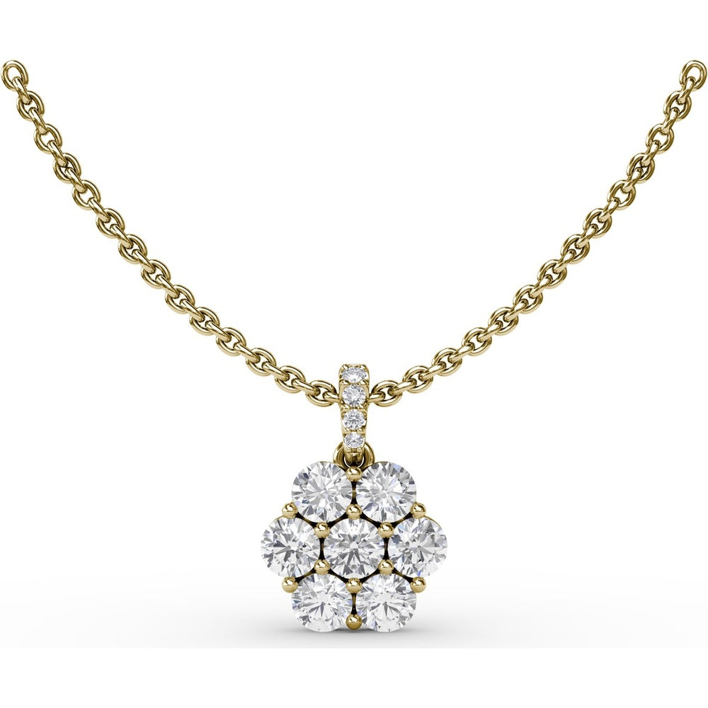 Floral Cluster Diamond Pendant with Pavé Bail by Fana - 0.84 Carat Total Diamond Weight