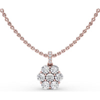 Floral Cluster Diamond Pendant with Pavé Bail by Fana - 0.84 Carat Total Diamond Weight