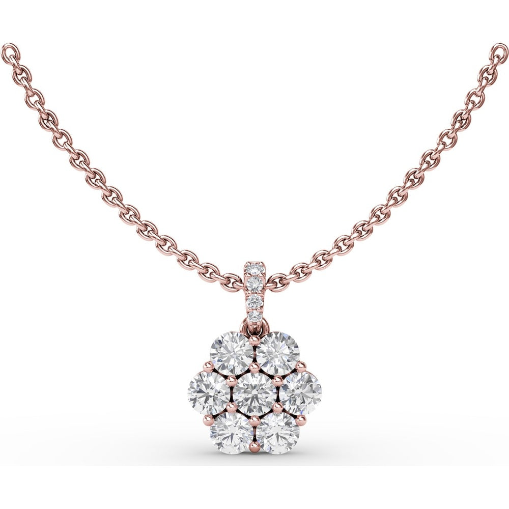 Floral Cluster Diamond Pendant with Pavé Bail by Fana - 0.84 Carat Total Diamond Weight
