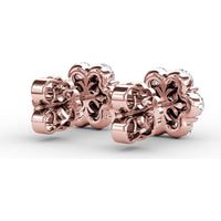 Floral Cluster Diamond Stud Earrings with Prong Set Round Diamonds by Fana - 1.68 Carat Total Diamond Weight