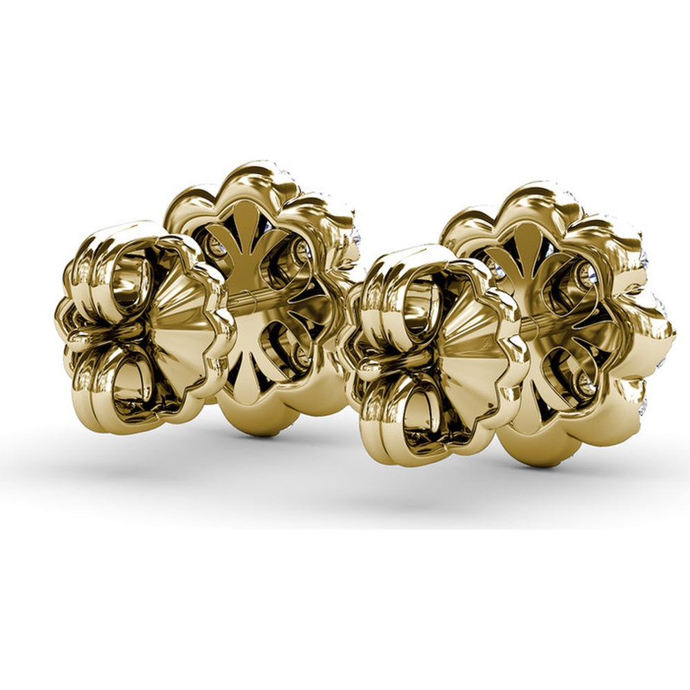 Floral Cluster Diamond Stud Earrings with Round Brilliant Halo Setting by Fana - 0.82 Carat Total Diamond Weight
