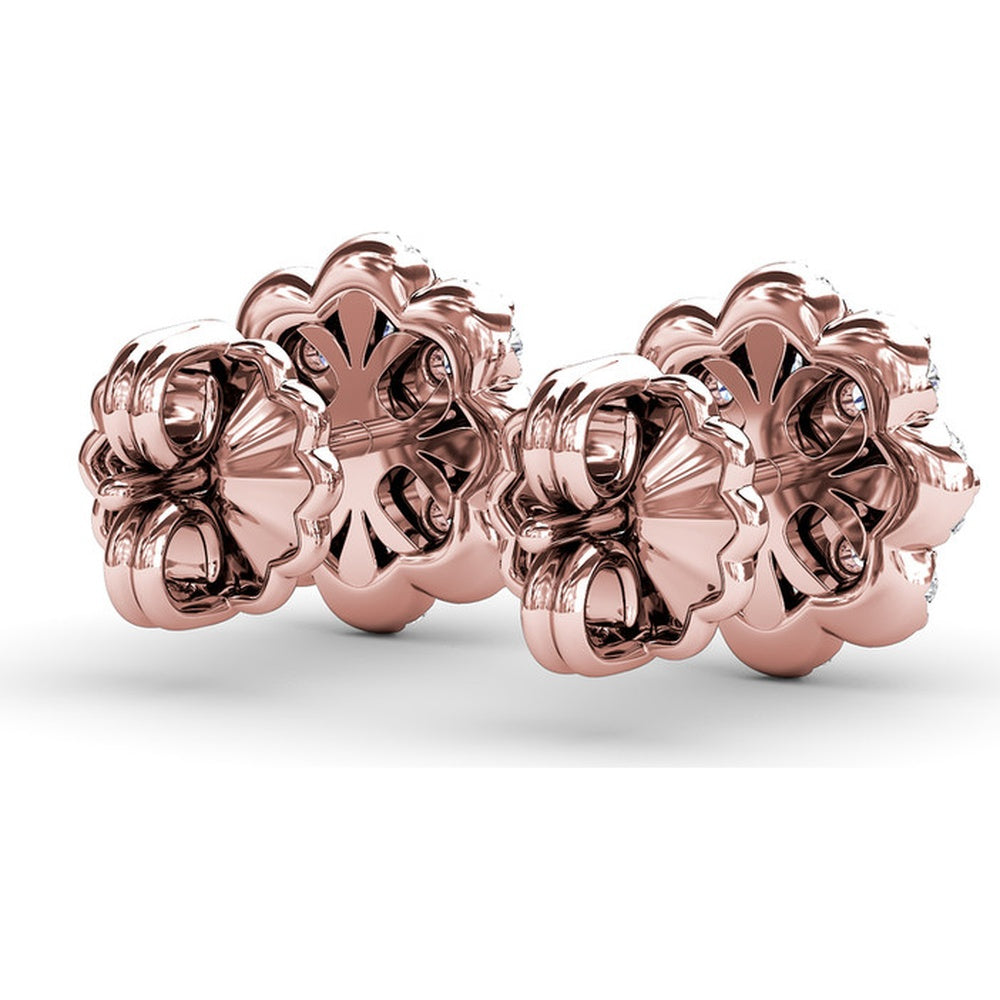 Floral Cluster Diamond Stud Earrings with Round Brilliant Halo Setting by Fana - 0.82 Carat Total Diamond Weight