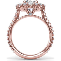 Floral Cluster Halo Split Shank Engagement Ring Setting with Pavé Diamonds by Fana - 1.14 Carat Total Diamond Weight