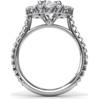 Floral Cluster Halo Split Shank Engagement Ring Setting with Pavé Diamonds by Fana - 1.14 Carat Total Diamond Weight