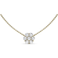 Floral Cluster Pendant Necklace with 7 Prong-Set Round Brilliant Diamonds by Fana - 1.61 Carat Total Diamond Weight