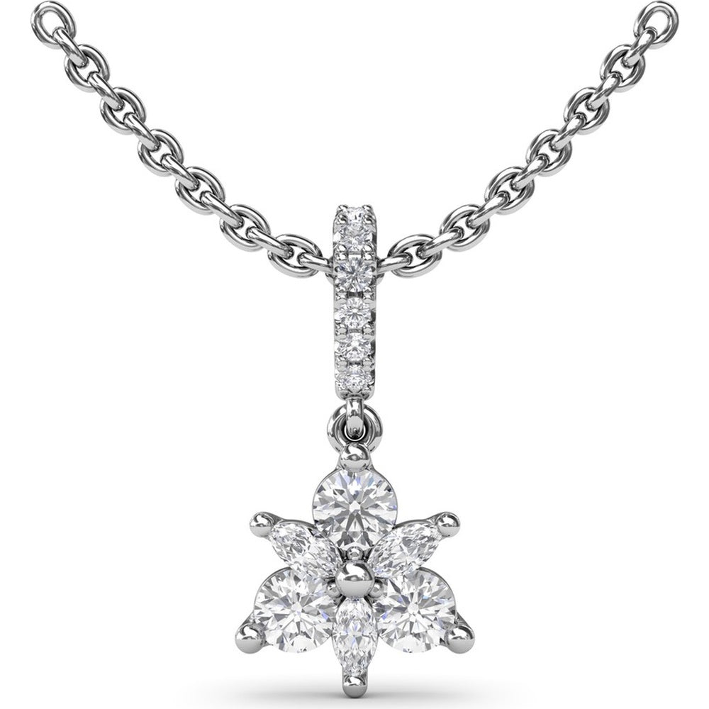 Floral Cluster Pendant with Marquise and Round Diamonds by Fana - 0.39 Carat Total Diamond Weight