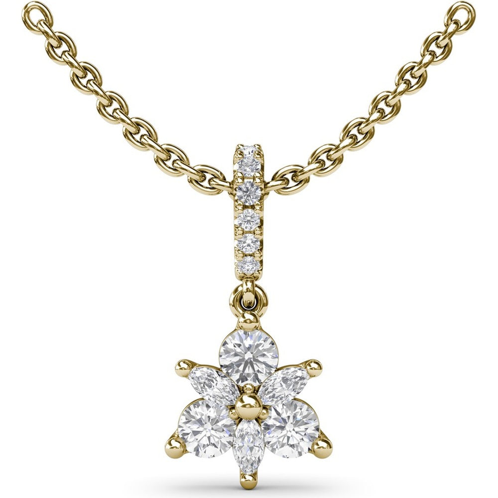 Floral Cluster Pendant with Marquise and Round Diamonds by Fana - 0.39 Carat Total Diamond Weight