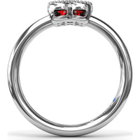 Floral Cluster Ring with Milgrain Detailing and Round Rubies by Fana - 0.54 Carat Total Ruby Weight