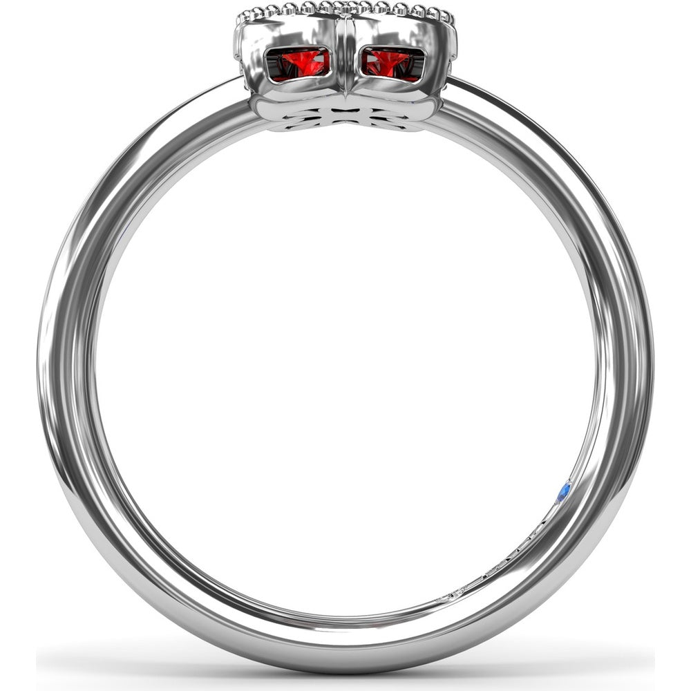 Floral Cluster Ring with Milgrain Detailing and Round Rubies by Fana - 0.54 Carat Total Ruby Weight