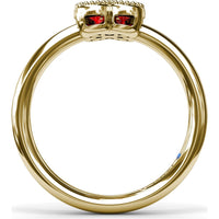 Floral Cluster Ring with Milgrain Detailing and Round Rubies by Fana - 0.54 Carat Total Ruby Weight
