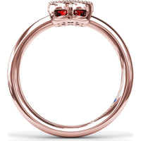 Floral Cluster Ring with Milgrain Detailing and Round Rubies by Fana - 0.54 Carat Total Ruby Weight