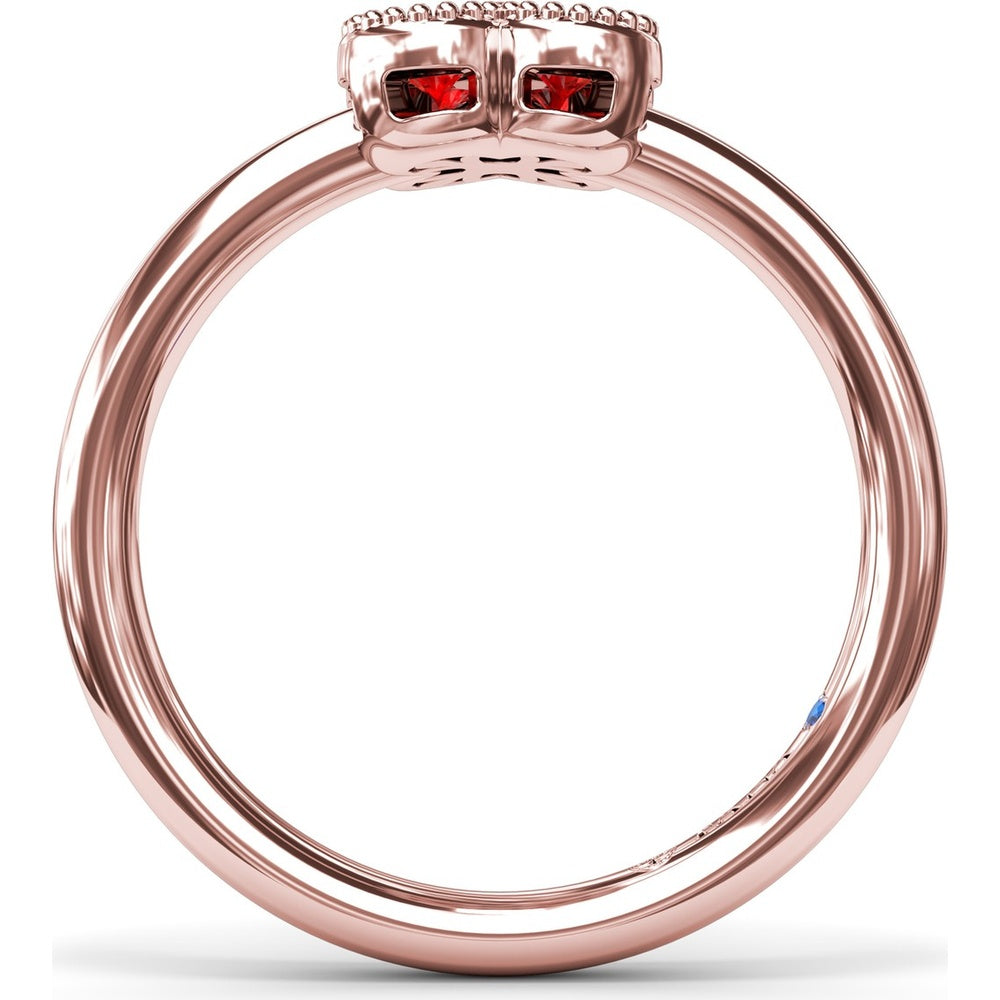 Floral Cluster Ring with Milgrain Detailing and Round Rubies by Fana - 0.54 Carat Total Ruby Weight