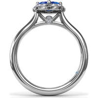 Floral Cluster Ring with Oval Sapphires and Pavé Halo by Fana - 0.82 Carat Total Gemstone Weight