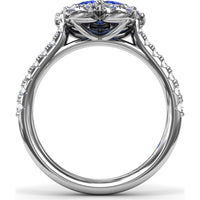 Floral Cluster Ring with Pear-Shaped Sapphires and Diamond Halo by Fana - 1.58 Carat Total Gemstone Weight