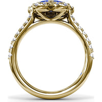 Floral Cluster Ring with Pear-Shaped Sapphires and Diamond Halo by Fana - 1.58 Carat Total Gemstone Weight