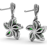 Floral Drop Earrings with Marquise Emeralds and Pavé Diamonds by Fana - 1.31 Carat Total Gemstone Weight