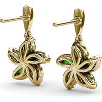 Floral Drop Earrings with Marquise Emeralds and Pavé Diamonds by Fana - 1.31 Carat Total Gemstone Weight