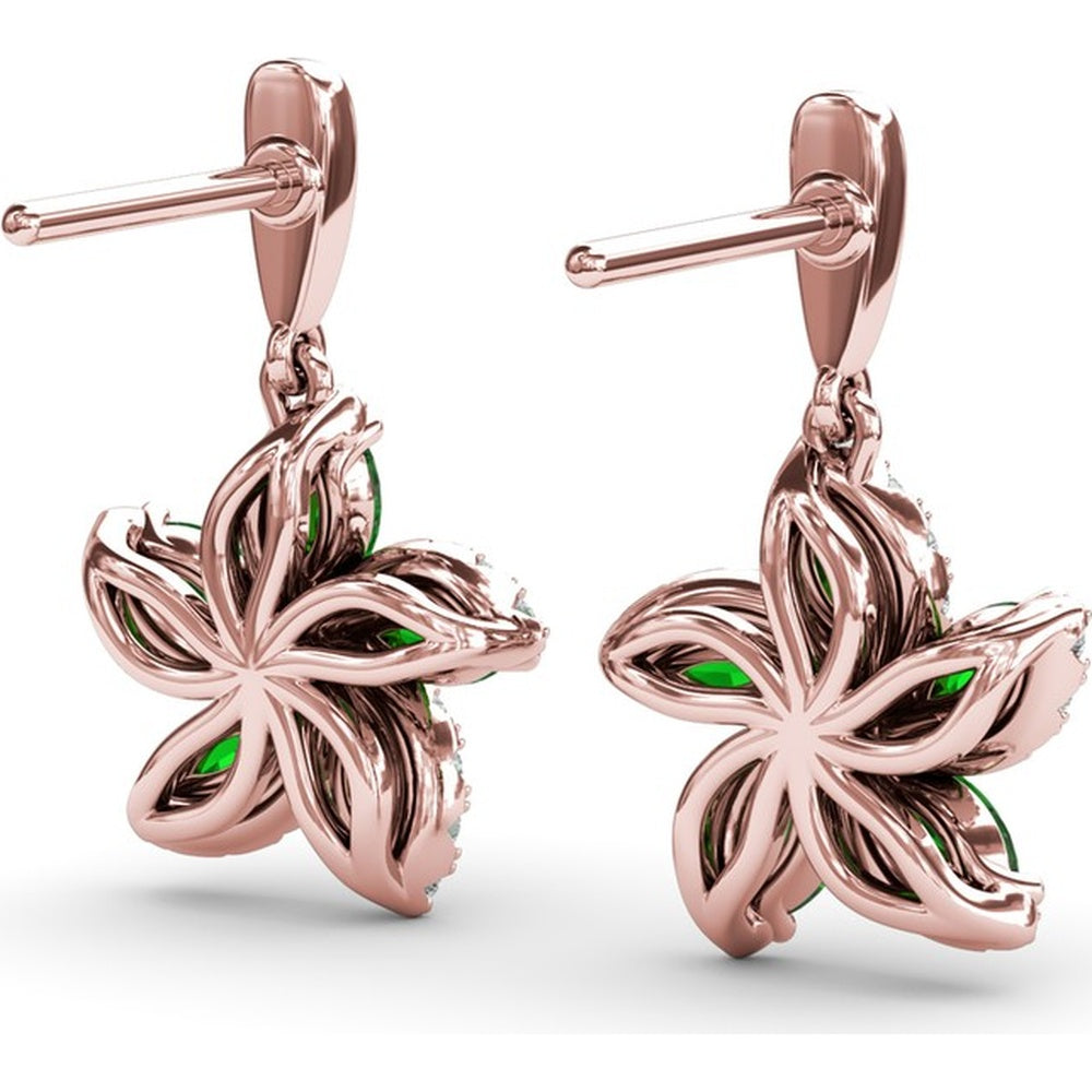 Floral Drop Earrings with Marquise Emeralds and Pavé Diamonds by Fana - 1.31 Carat Total Gemstone Weight