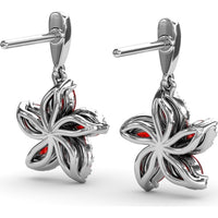 Floral Drop Earrings with Marquise Rubies and Pavé Diamond Halo by Fana - 1.61 Carat Total Gemstone Weight