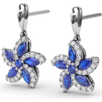 Floral Drop Earrings with Marquise Sapphires and Diamond Halos by Fana - 1.51 Carat Total Gemstone Weight