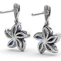 Floral Drop Earrings with Marquise Sapphires and Diamond Halos by Fana - 1.51 Carat Total Gemstone Weight