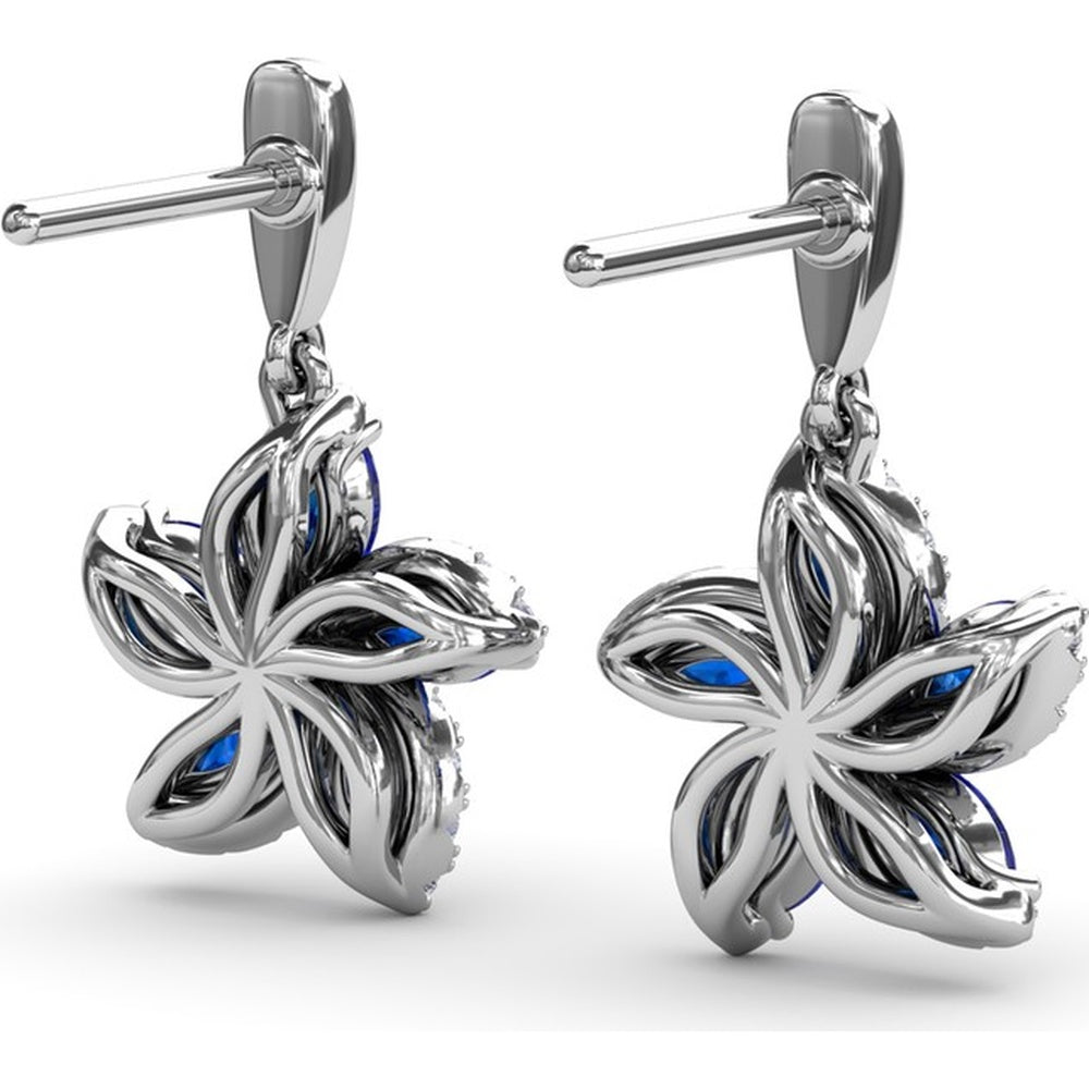 Floral Drop Earrings with Marquise Sapphires and Diamond Halos by Fana - 1.51 Carat Total Gemstone Weight