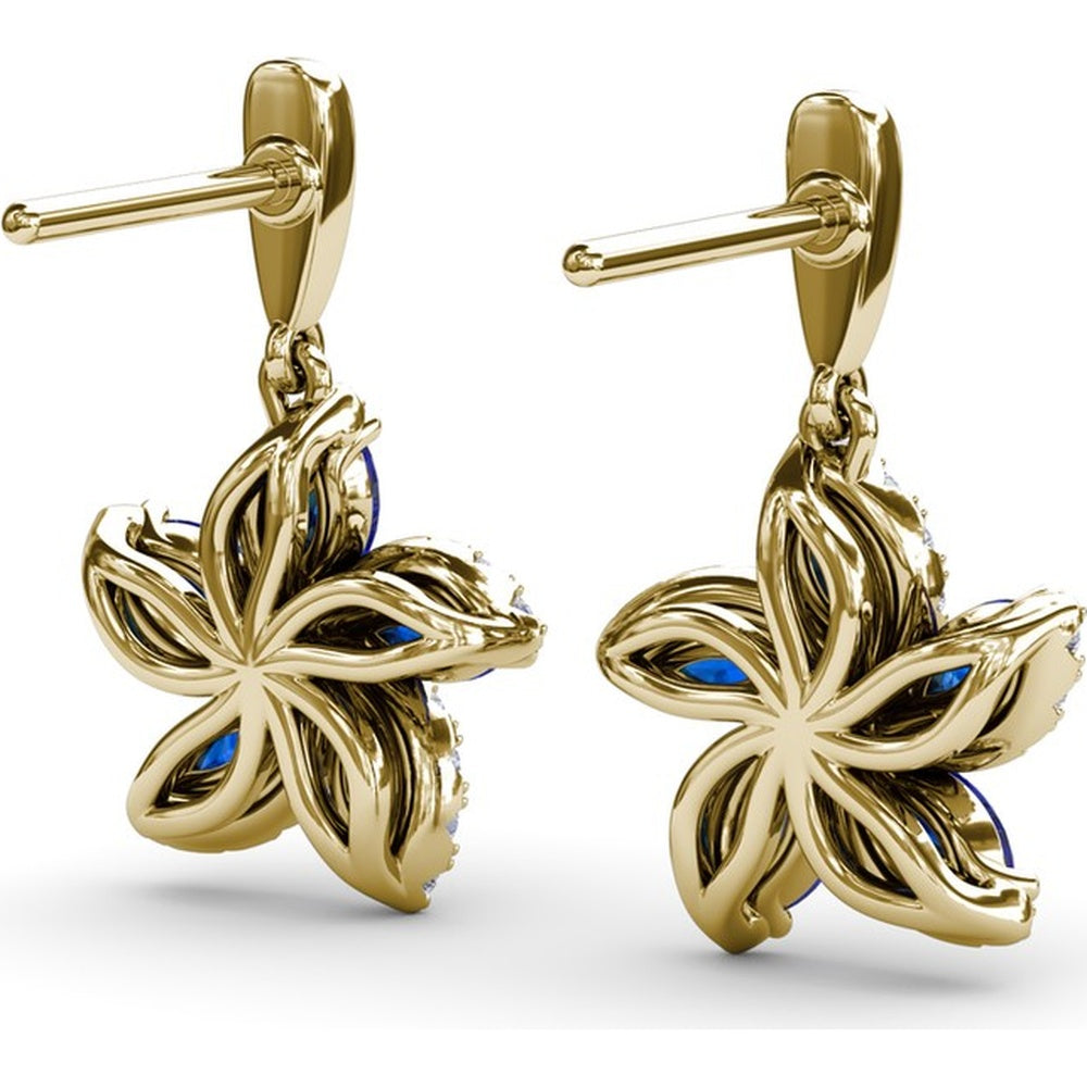 Floral Drop Earrings with Marquise Sapphires and Diamond Halos by Fana - 1.51 Carat Total Gemstone Weight