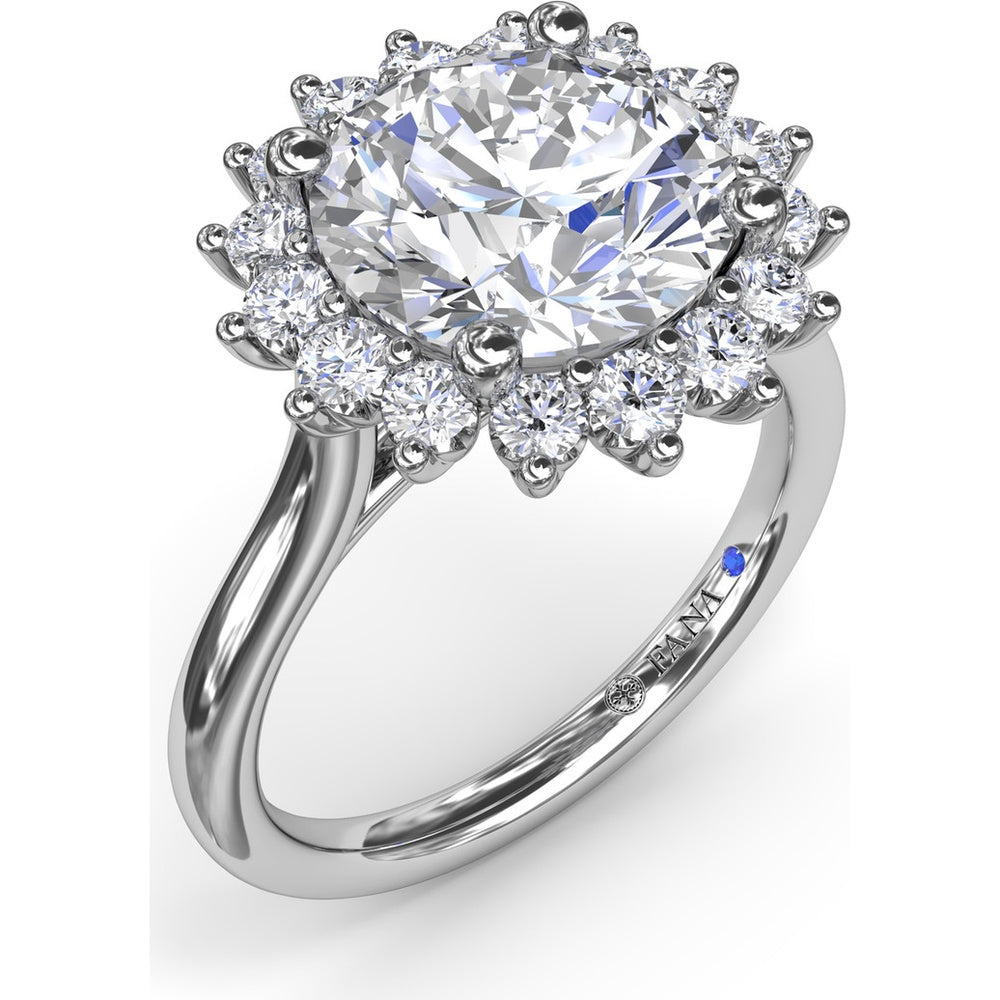 Floral Halo Engagement Ring Setting with Round Diamond Accents by Fana - 0.56 Carat Total Diamond Weight