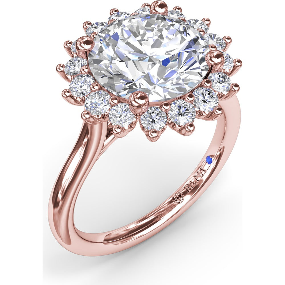 Floral Halo Engagement Ring Setting with Round Diamond Accents by Fana - 0.56 Carat Total Diamond Weight