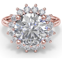 Floral Halo Engagement Ring Setting with Round Diamond Accents by Fana - 0.56 Carat Total Diamond Weight